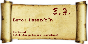 Beron Hasszán névjegykártya